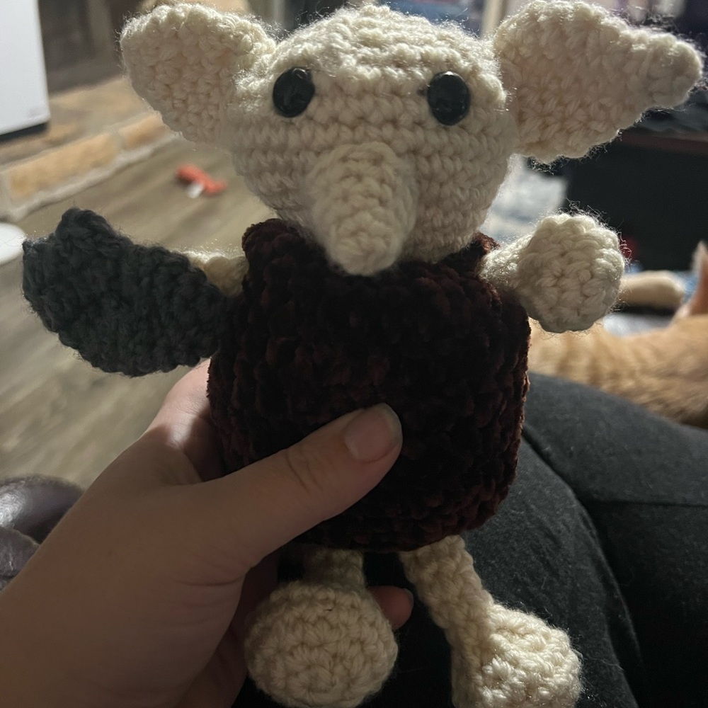 Handmade Crochet Harry Potter dobby- Cream and Brown